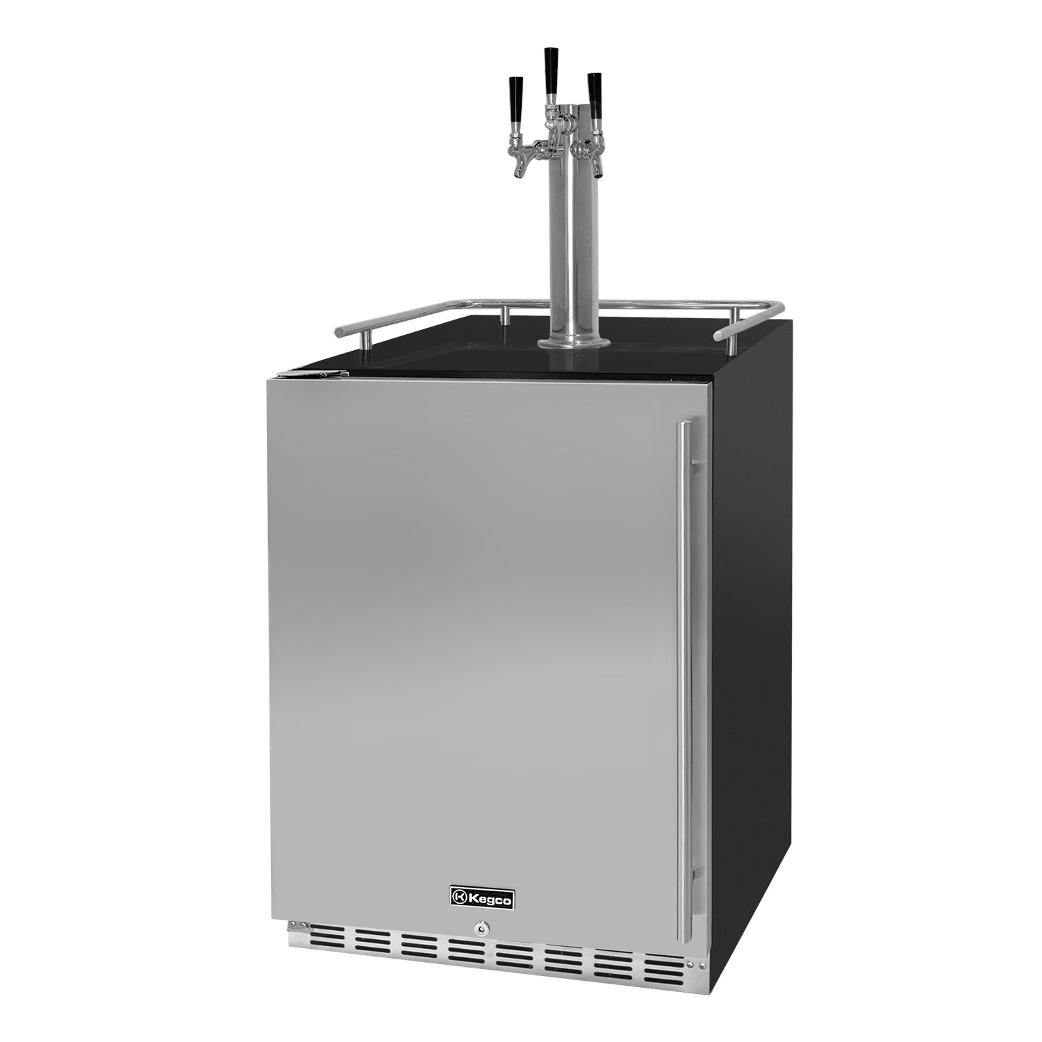 24" Wide Triple Tap Stainless Steel Built-In Left Hinge Digital Kegerator with Kit
