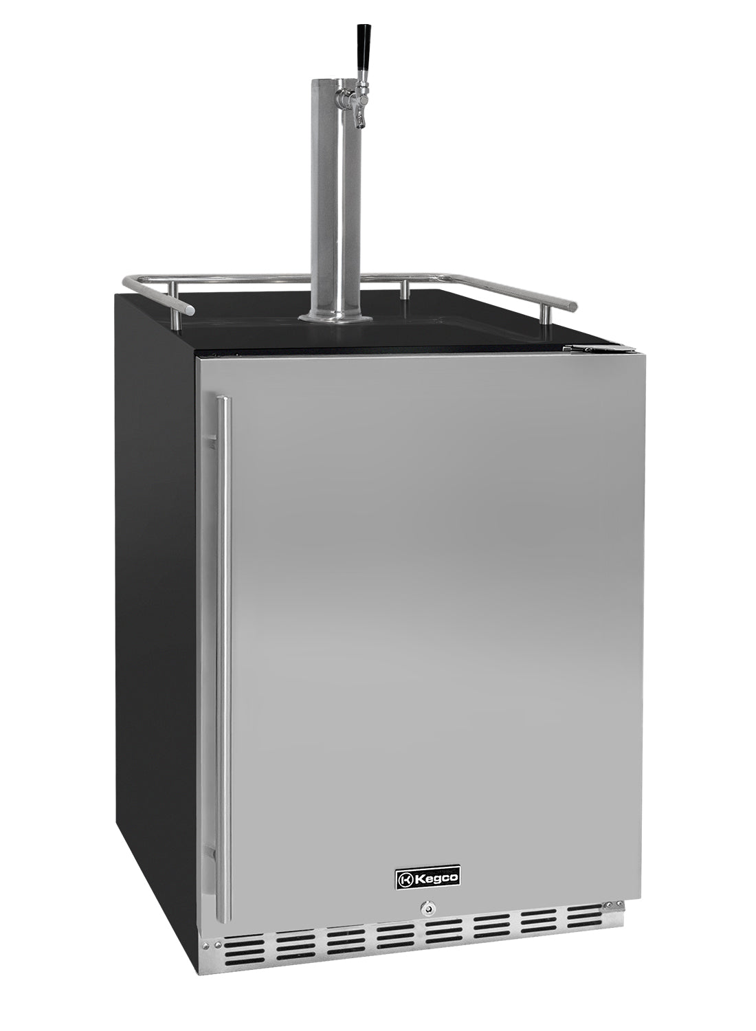 Outdoor beer cooler with Keg tap on a white background