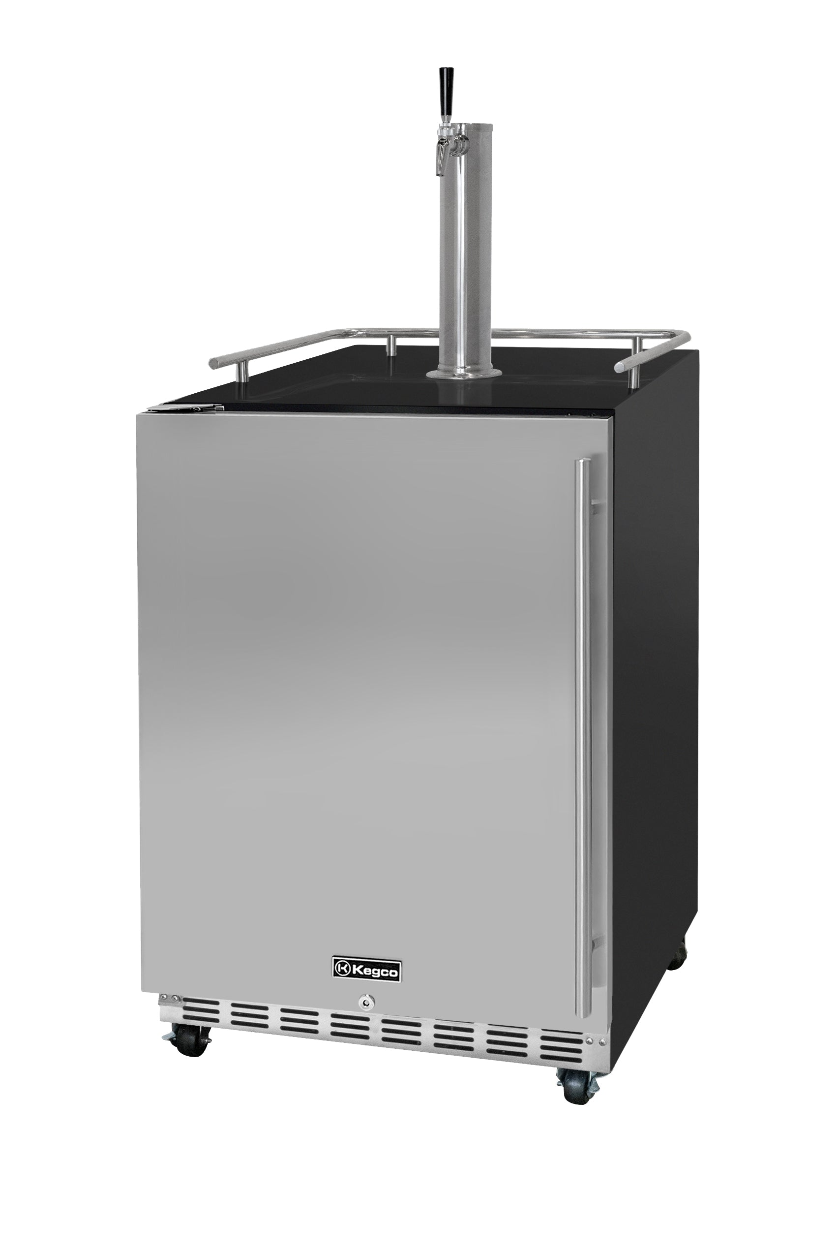 Outdoor beer cooler with a tap on a white background