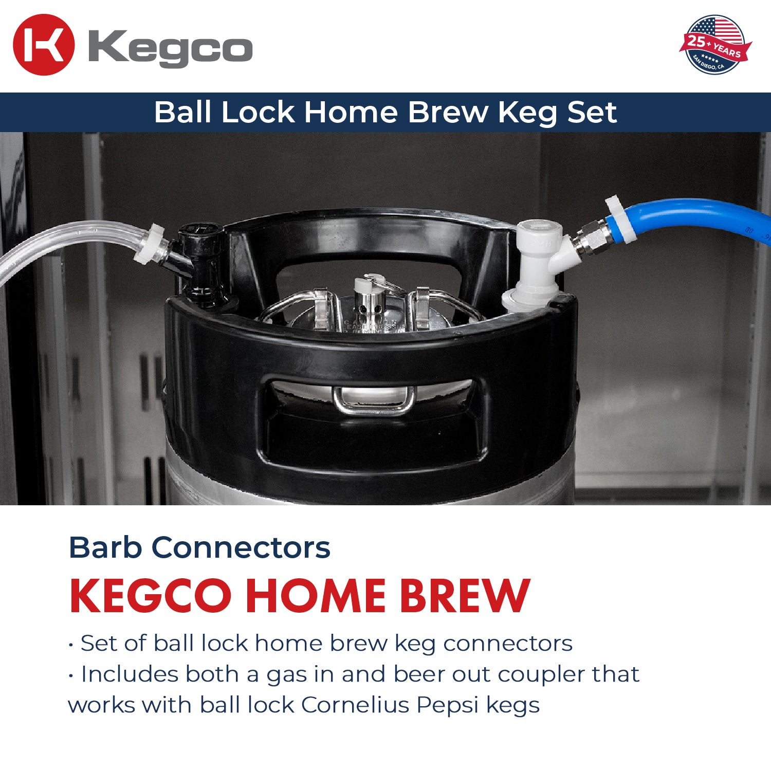 24" Wide Cold Brew Coffee Single Tap Black Commercial Built-In Right Hinge Kegerator