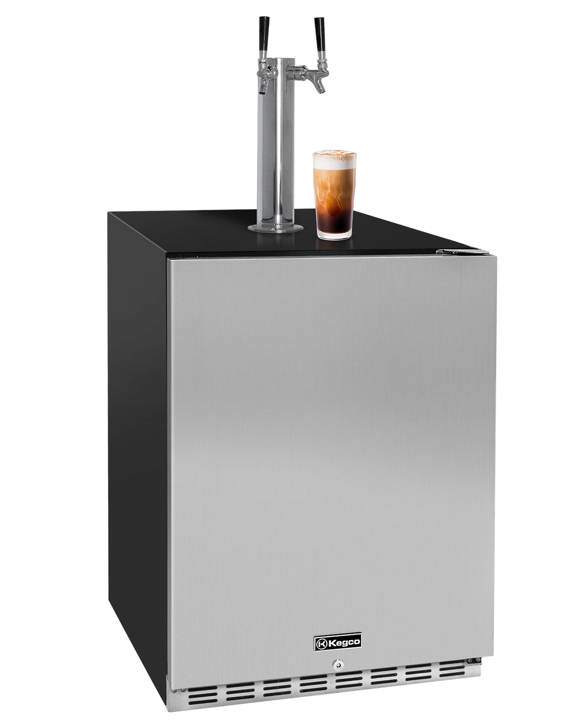24" Wide Cold Brew Coffee Dual Tap Stainless Steel Built-In Right Hinge ADA Kegerator with Kit