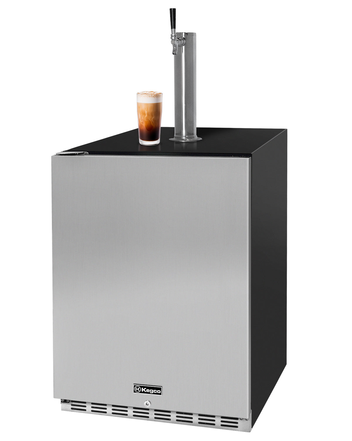 24" Wide Cold Brew Coffee Single Tap Stainless Steel Built-In Left Hinge ADA Kegerator with Kit