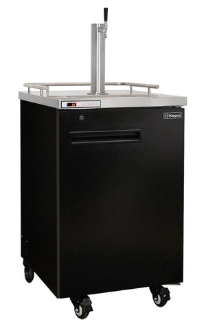 Black beer cooler with a tap on a white background