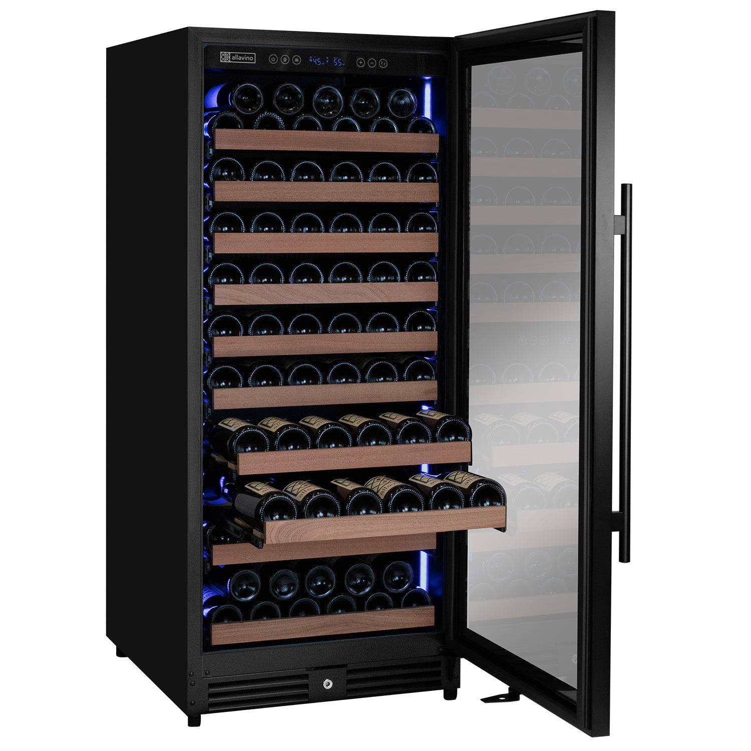 Reserva Series 119 Bottle 55" Semi Tall Single Zone Right Hinge Black Metal Wine Refrigerator