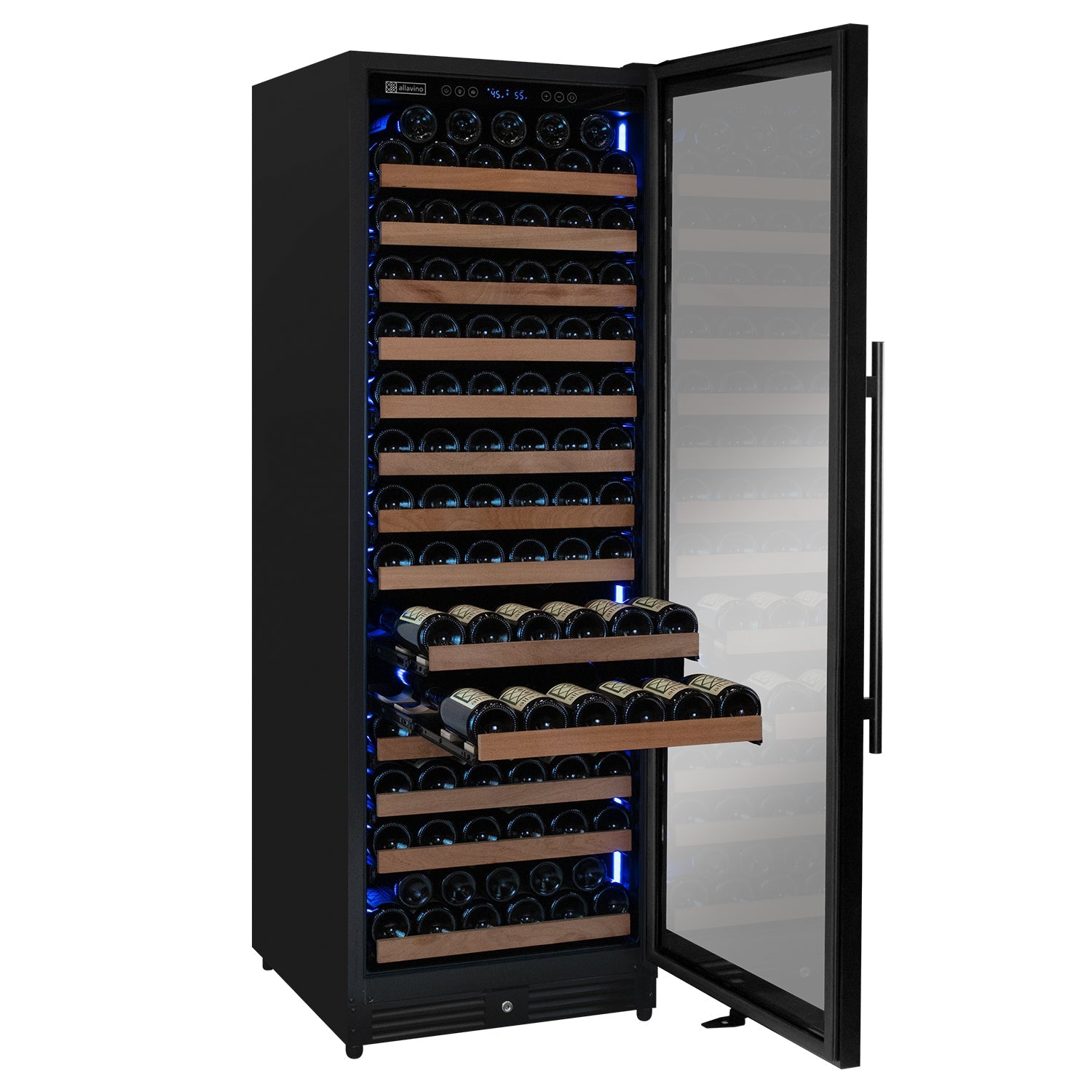 Reserva Series 163 Bottle 71" Tall Single Zone Right Hinge Black Metal Wine Cooler Refrigerator