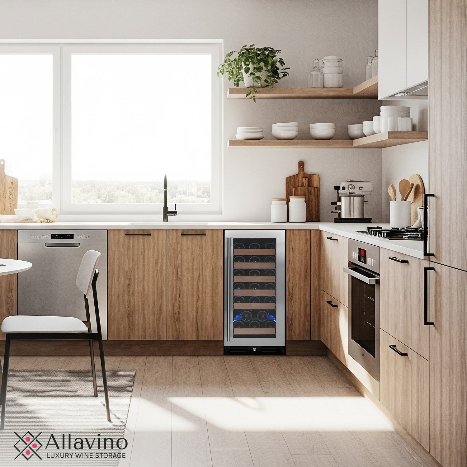 15" Wide Reserva Series 30 Bottle Single Zone Stainless Steel Right Hinge Wine Refrigerator