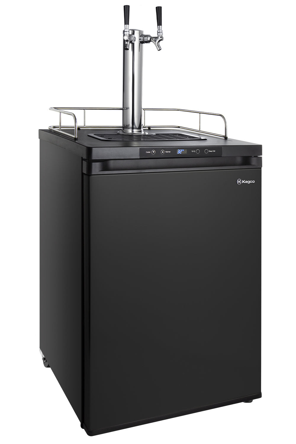 Dual Two Keg Faucet Digital Homebrew Kegerator - Black Matte Cabinet and Door