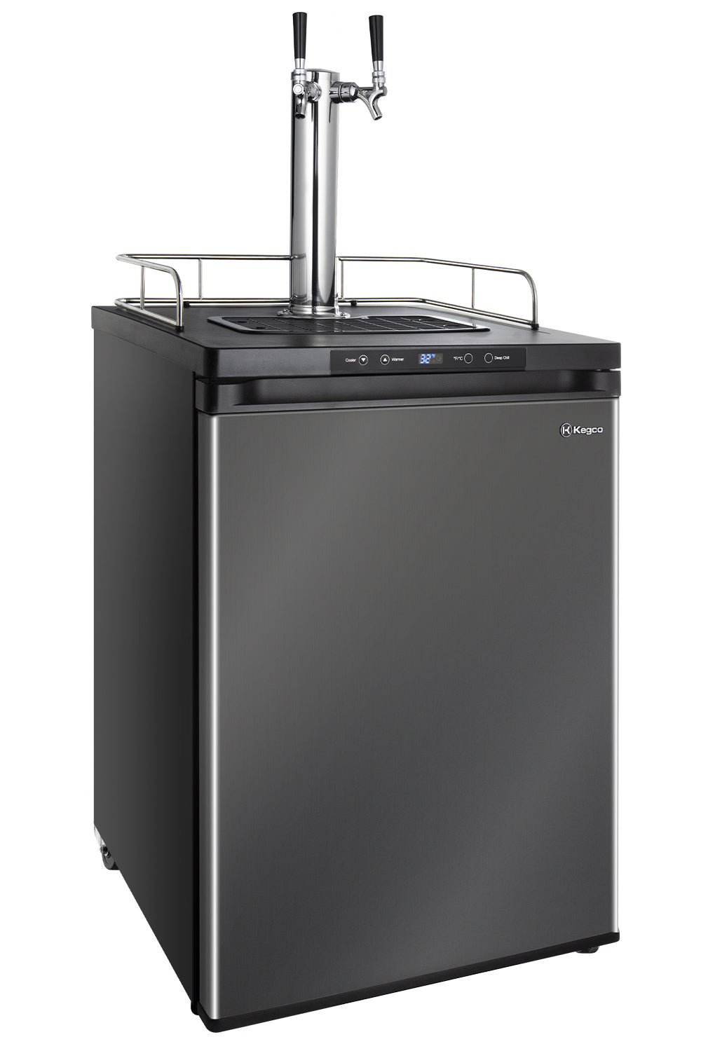 24" Wide Homebrew Dual Tap Black Stainless Steel Digital Kegerator