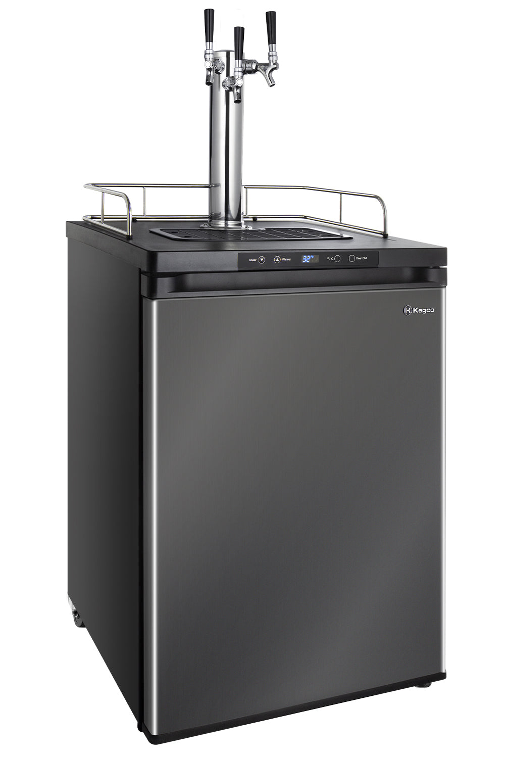 24" Wide Homebrew Triple Tap Black Stainless Steel Digital Kegerator