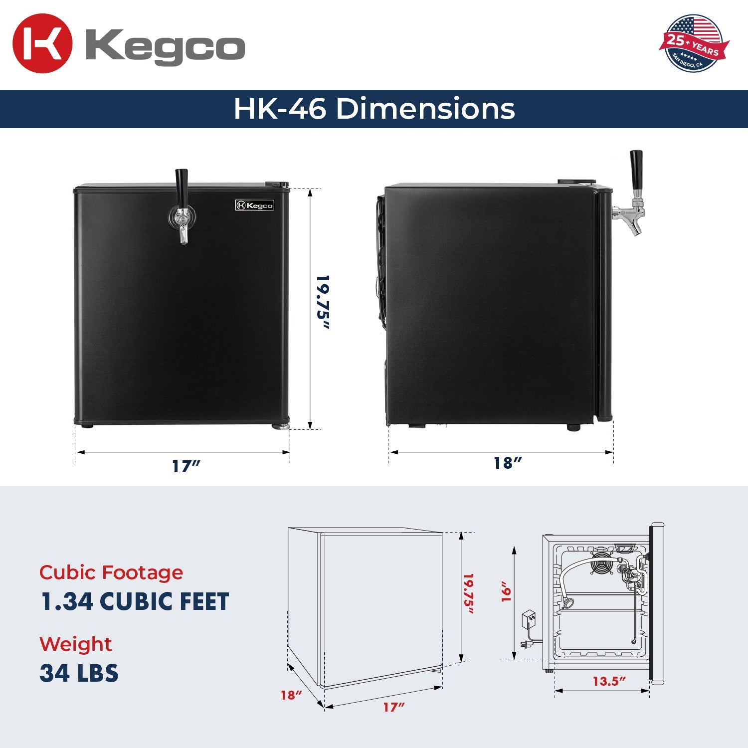 Kegco HK-46-BIB Bag-In-A-Box Cold Brew Coffee Mini Kegerator - Black