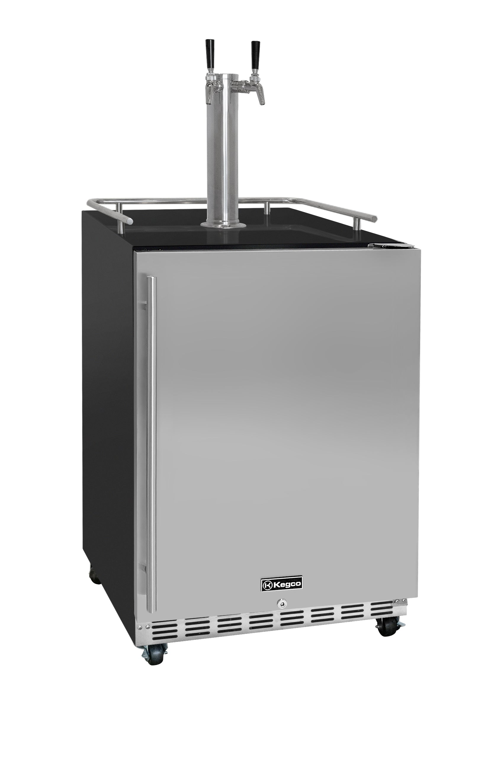 24" Wide Dual Tap Stainless Steel Commercial Right Hinge BuiltIn Kegerator with Kit