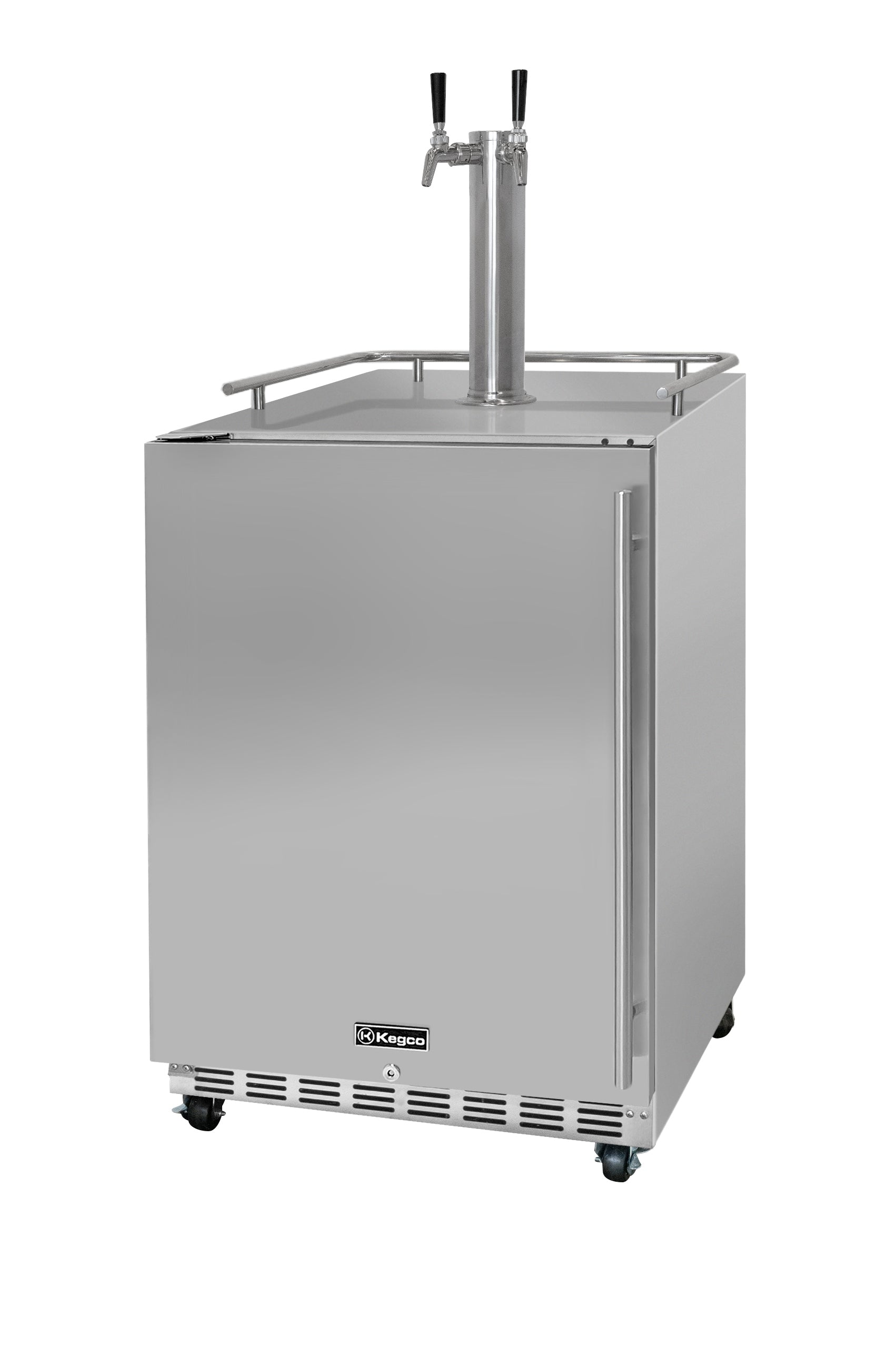 Dual Faucet Digital Commercial Outdoor Left Hinge Kegerator - Stainless Steel