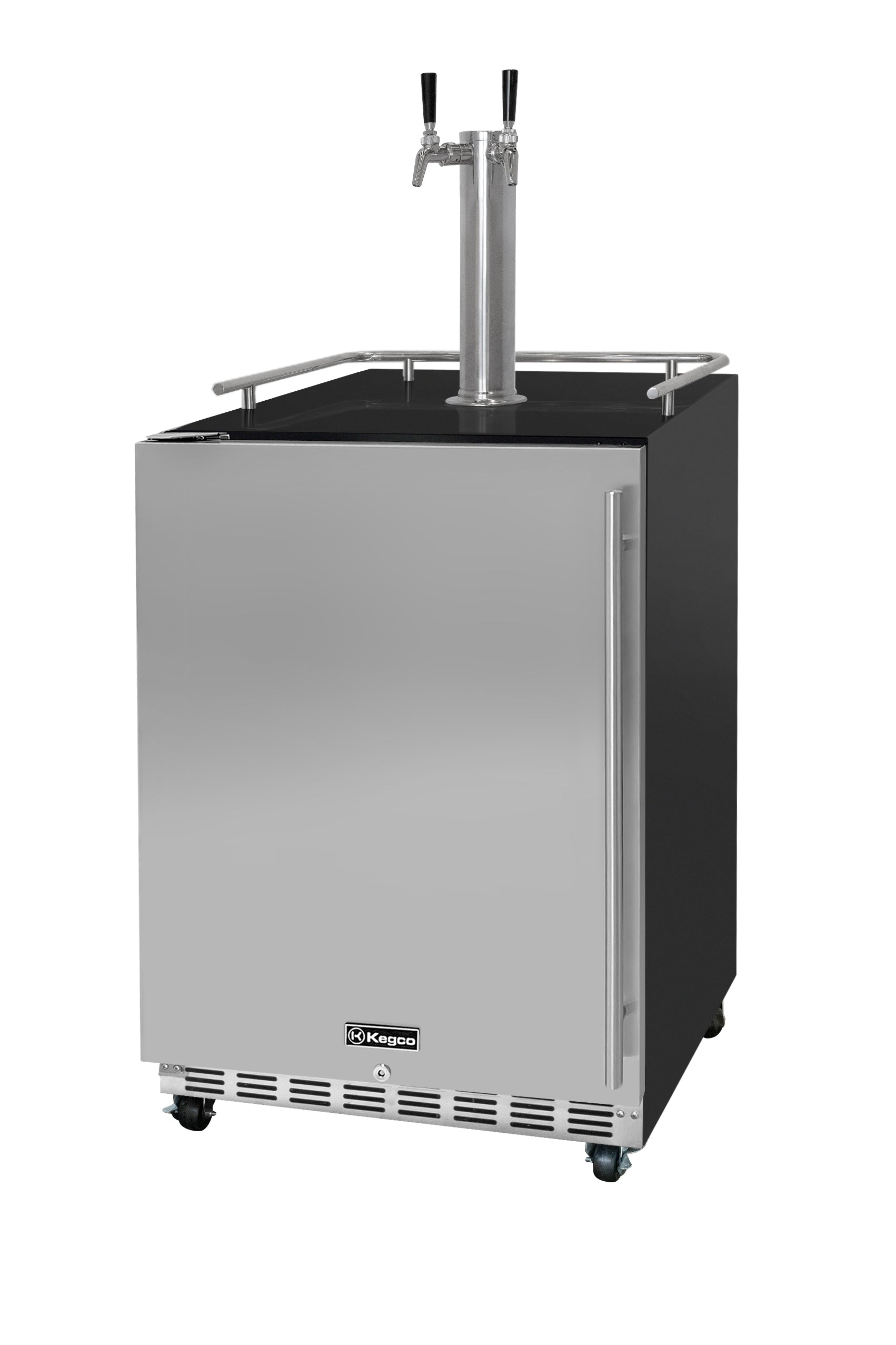 24" Wide Dual Tap Stainless Steel Commercial BuiltIn Left Hinge Kegerator with Kit