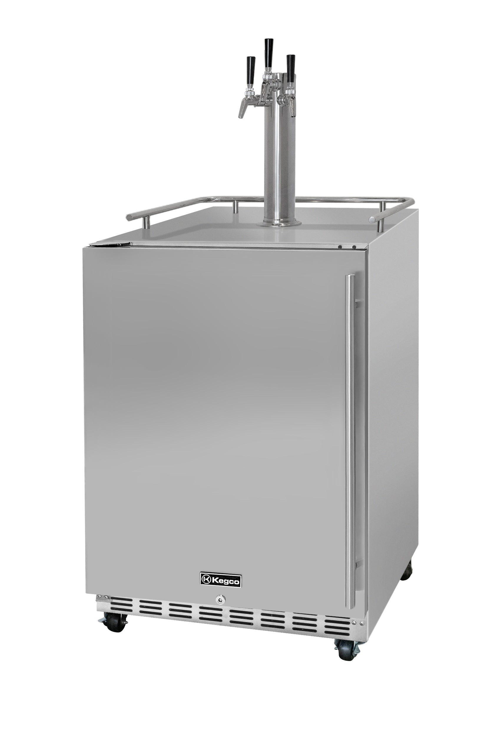 Three Faucet Digital Commercial Outdoor Left Hinge Kegerator with X-CLUSIVE Premium Direct Draw Kit