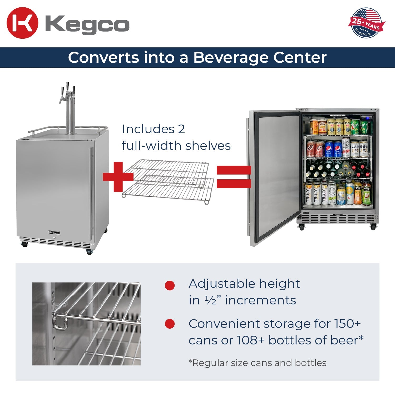 Three Faucet Digital Commercial Outdoor Left Hinge Kegerator with X-CLUSIVE Premium Direct Draw Kit