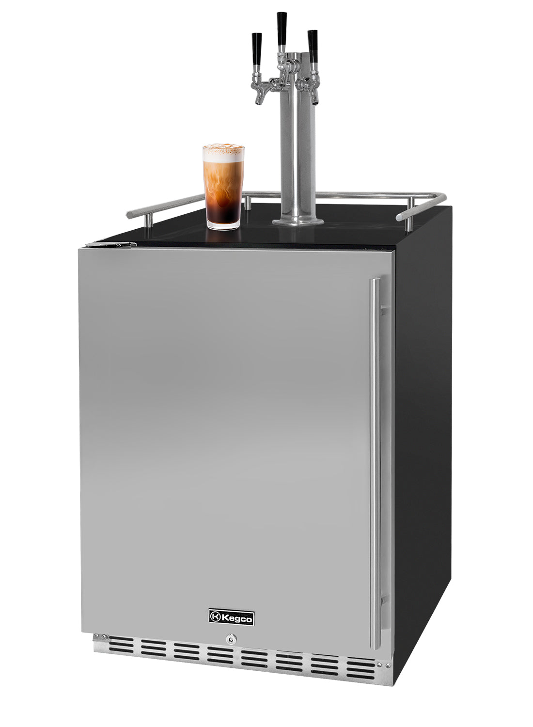 24" Wide Cold Brew Coffee Triple Tap Black Commercial Built-In Left Hinge Kegerator