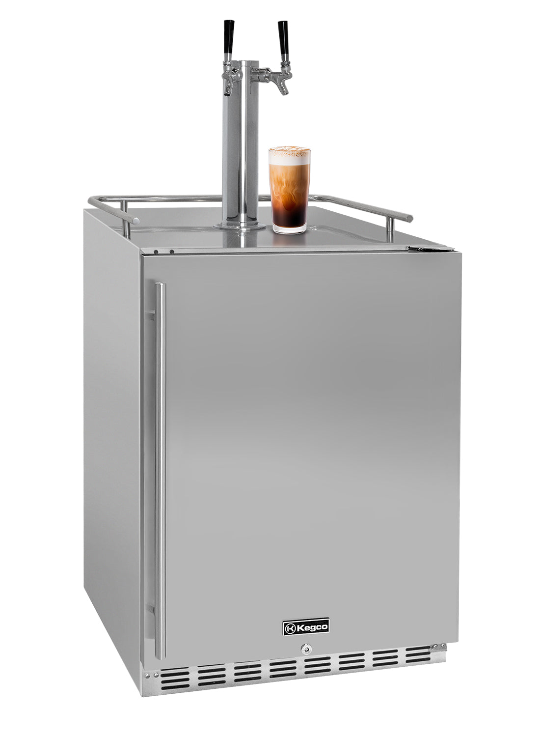 24" Wide Cold Brew Coffee Dual Tap All Stainless Steel Outdoor Built-In Right Hinge Kegerator