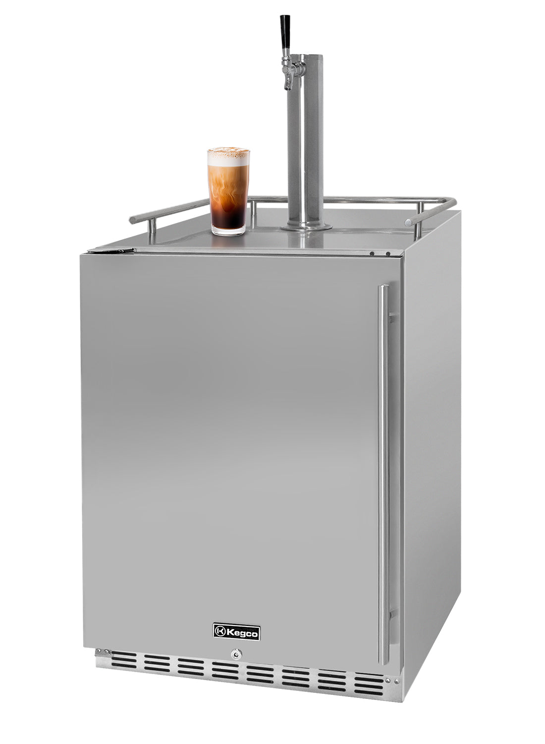 24" Wide Cold Brew Coffee Single Tap All Stainless Steel Outdoor Built-In Left Hinge Kegerator