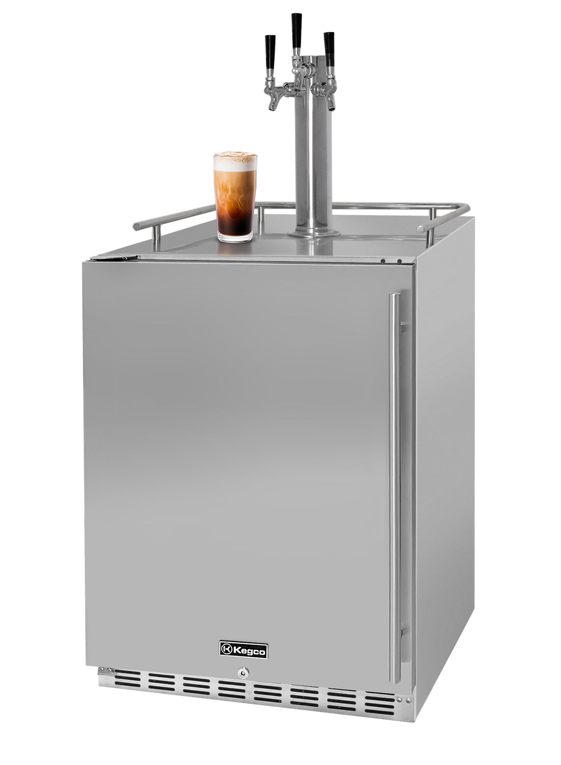 24" Wide Cold Brew Coffee Triple Tap All Stainless Steel Outdoor Built-In Left Hinge Kegerator