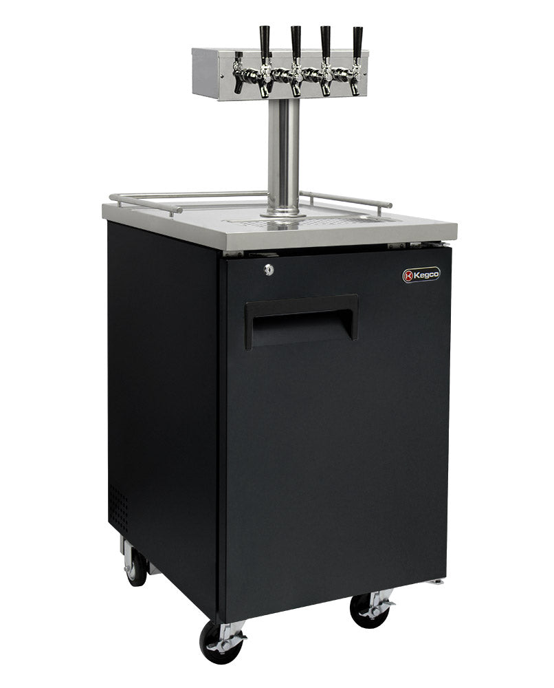 24" Wide Cold Brew Coffee Four Tap Black Commercial Kegerator