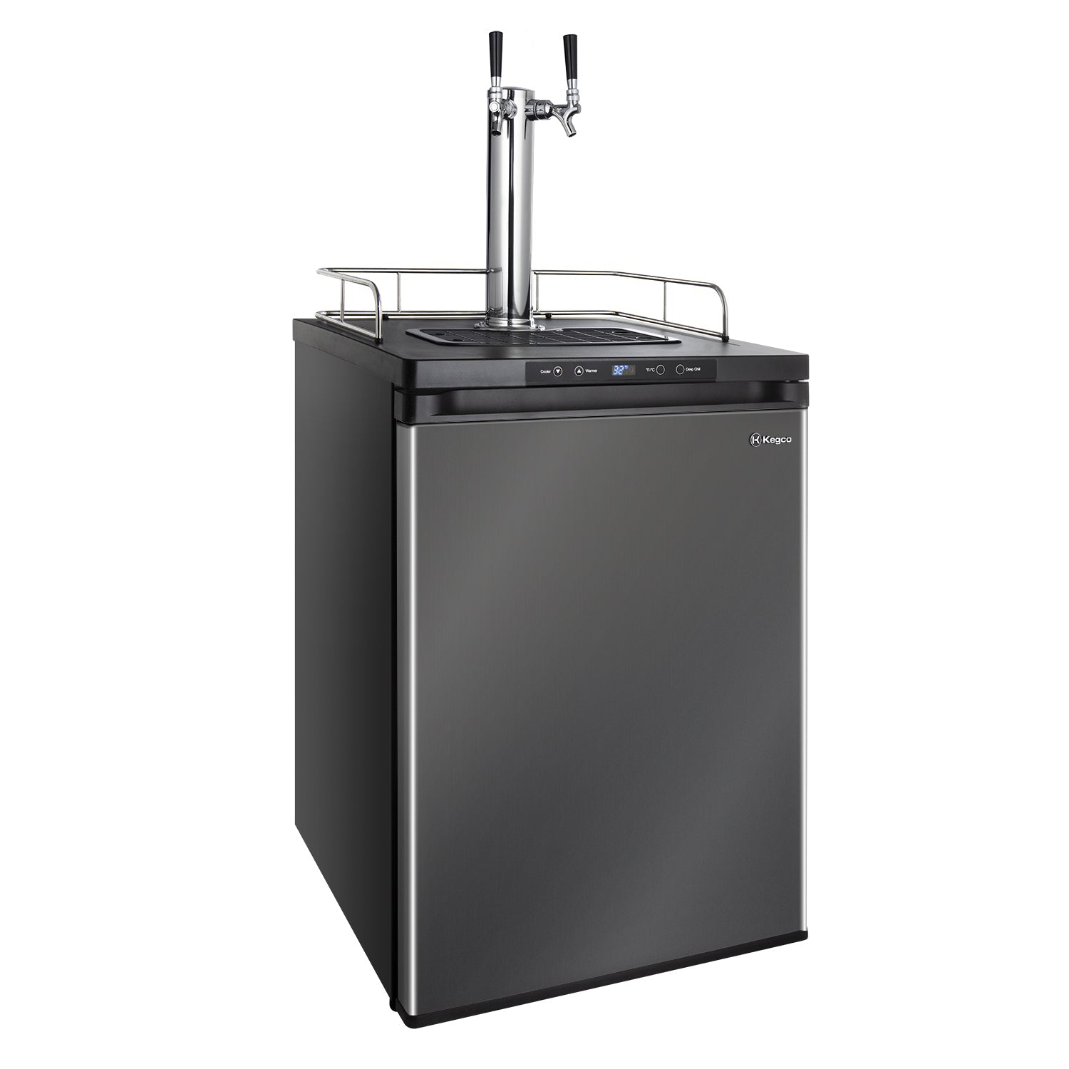 24" Wide Dual Tap Black Stainless Steel Digital Kegerator