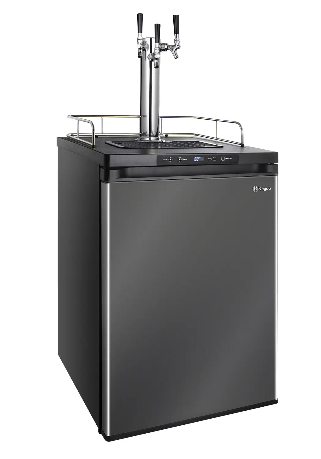 24" Wide Triple Tap Black Stainless Steel Digital Kegerator
