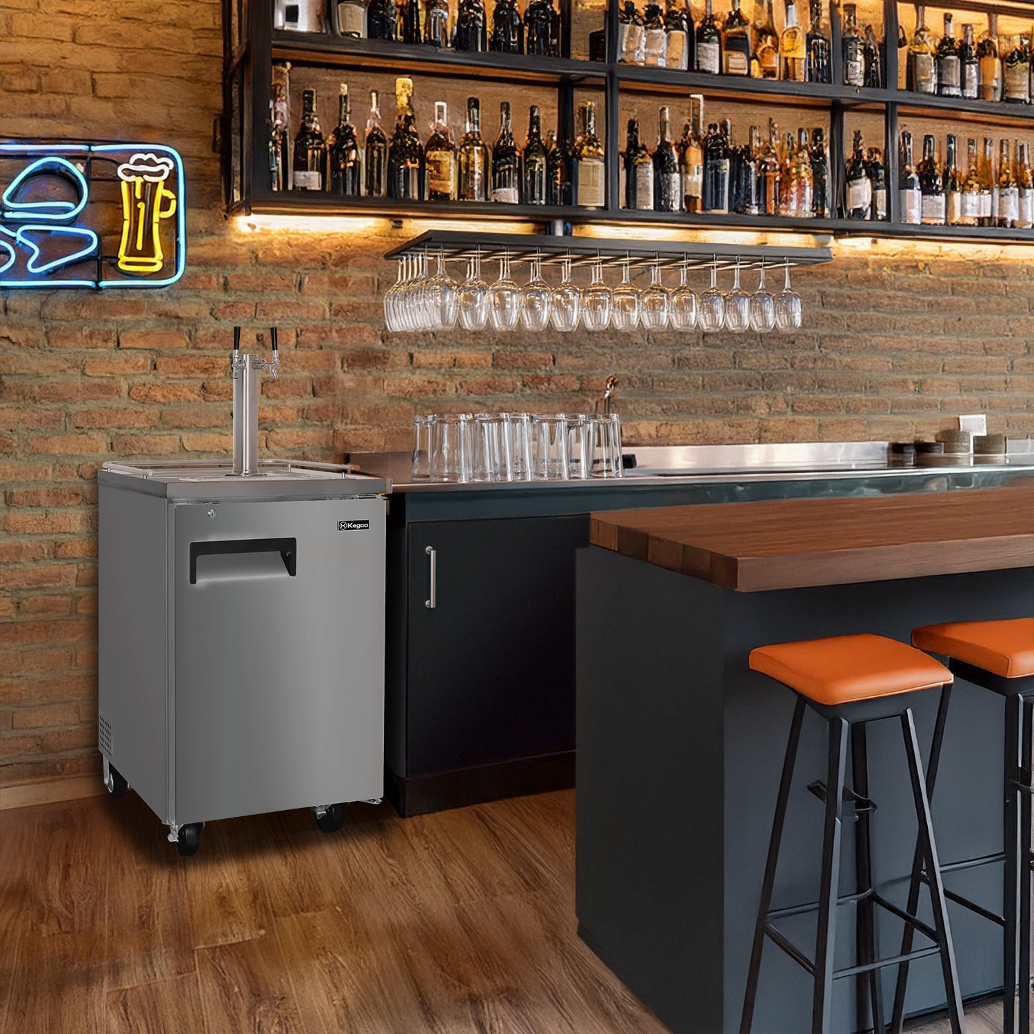 24" Wide Triple Tap All Stainless Steel Commercial Kegerator - No Dispense Kit