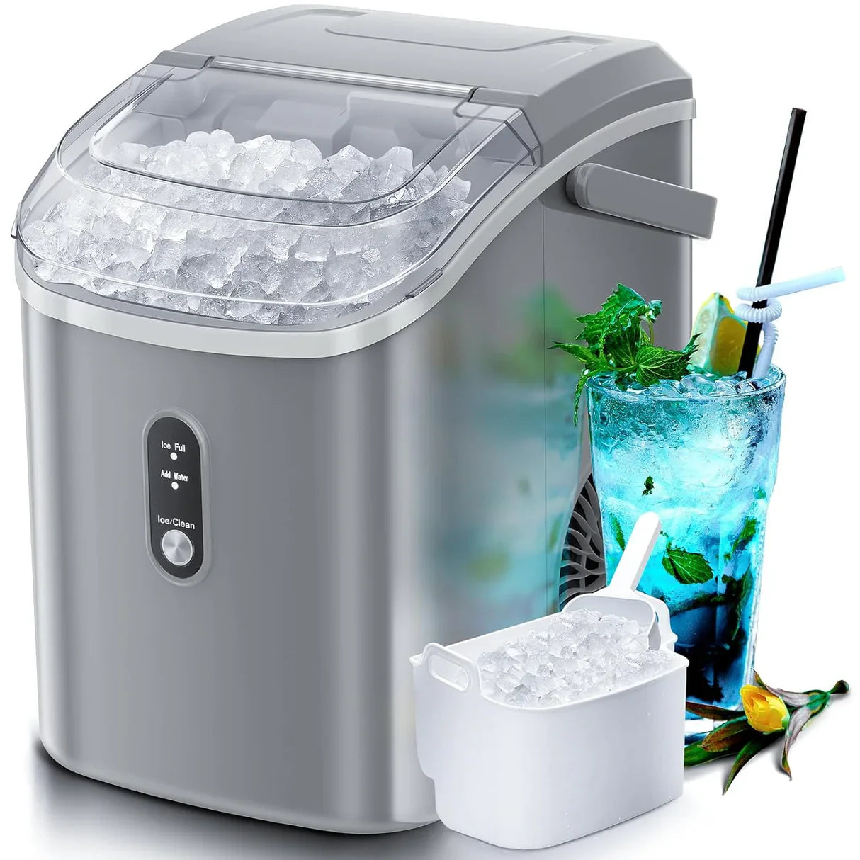 Antarctic Star Nugget Ice Maker with Soft Chewable Pellet Ice 34lbs/24H